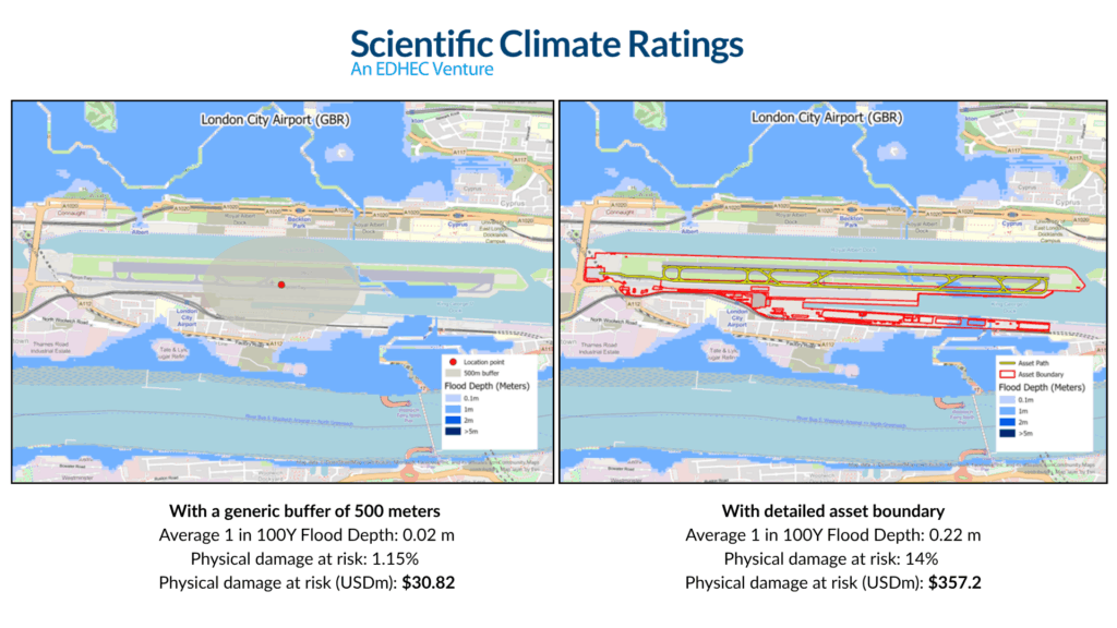Flood depth risk comparison map
